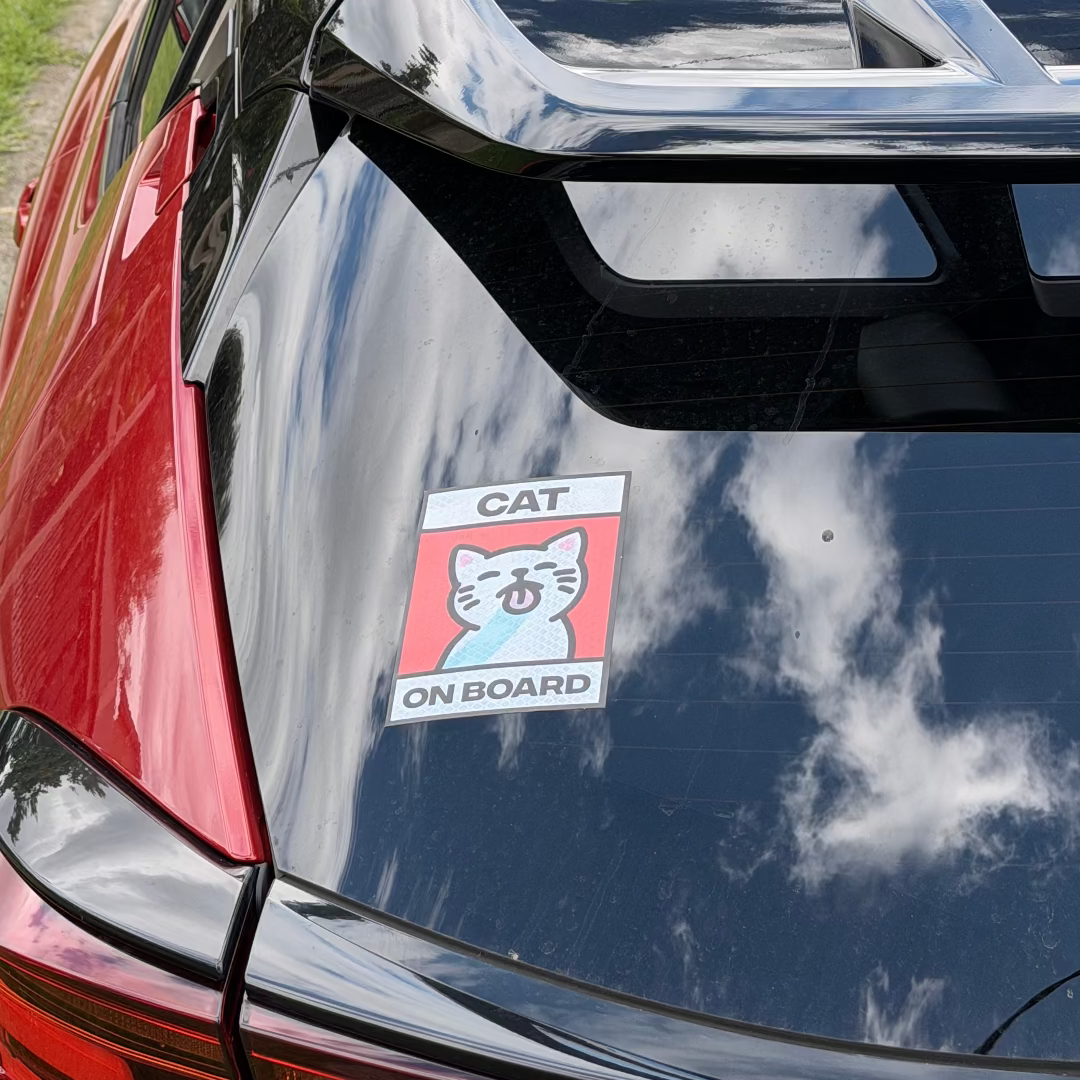 Cat On Board Reflective Sticker - Day by Shortcut Lab