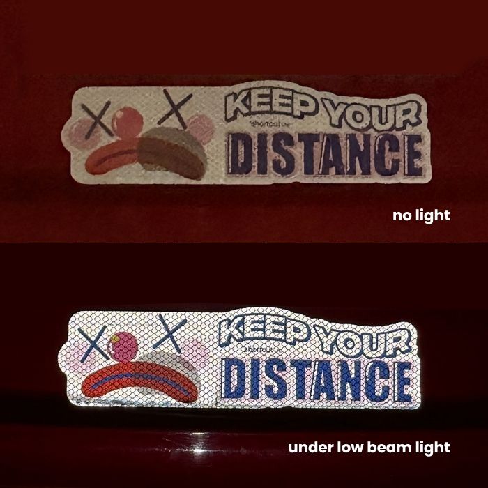 Keep your distance stickers - Reflective warning stickers for car by Shortcut Lab