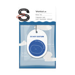 Shortcut Lab ‘Do Not Disturb’ car fragrance card in White Tea scent featuring blue smiling face design and text ‘I’m busy doing nothing,’ suitable for car, wardrobe, or office.