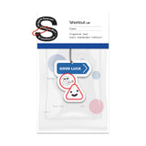 Shortcut Lab ‘Good Luck’ car fragrance card in Ocean scent featuring a blue ‘GOOD LUCK’ sign design with cheerful character illustration, suitable for car, wardrobe, or office.