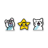 Shortcut Lab Signature Characters car sticker set featuring a dog, star, and cat design — pack of three playful reflective stickers
